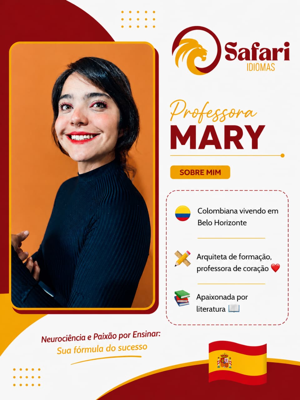 Arte de apresentação do professor de espanhol: Mary