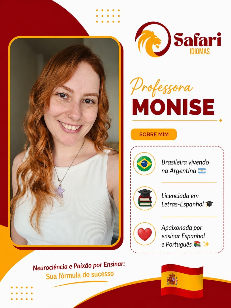 Arte de apresentação do professor de espanhol: Monise